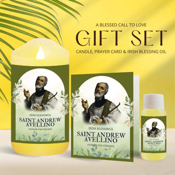 St Andrew Avellino (Patron for Strokes) - Oil and Candle Gift Set.png