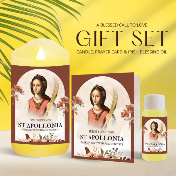 St Apollonia (Patron for Teeth and Dentists) - Oil and Candle Gift Set