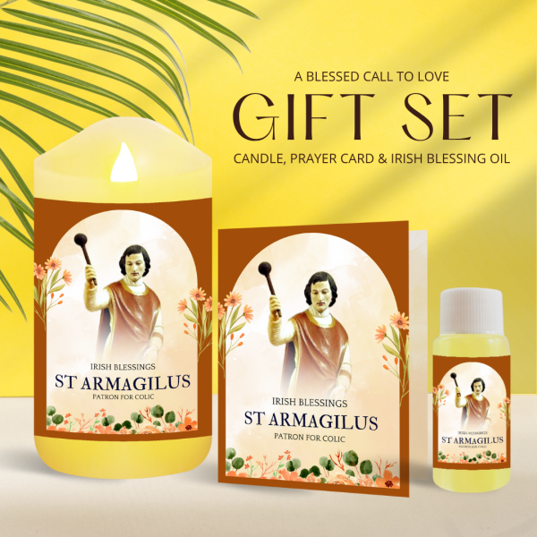 St Armagilus (Patron for Colic) - Oil and Candle Gift Set
