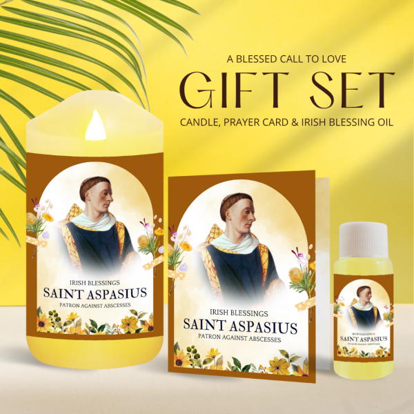 St Aspasius (Patron against Abscesses) - Oil and Candle Gift Set