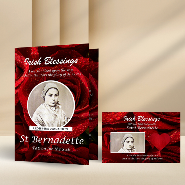 St Bernadette (Patron for the Sick) - Rose Petal Prayer Card