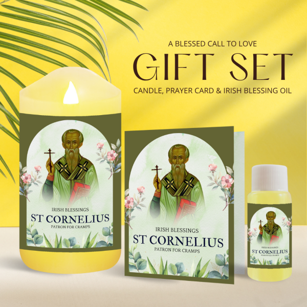 St Cornelius (Patron for Cramps) - Oil and Candle Gift Set