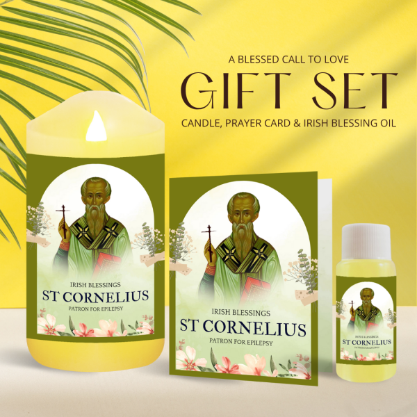 St Cornelius (Patron for Epilepsy) - Oil and Candle Gift Set