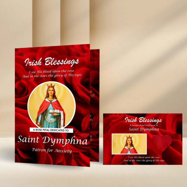 St Dymphna (Patron for Anxiety) - Rose Petal Prayer Card
