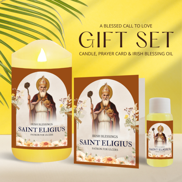 St Eligius (Patron for Ulcers) - Oil and Candle Gift Set