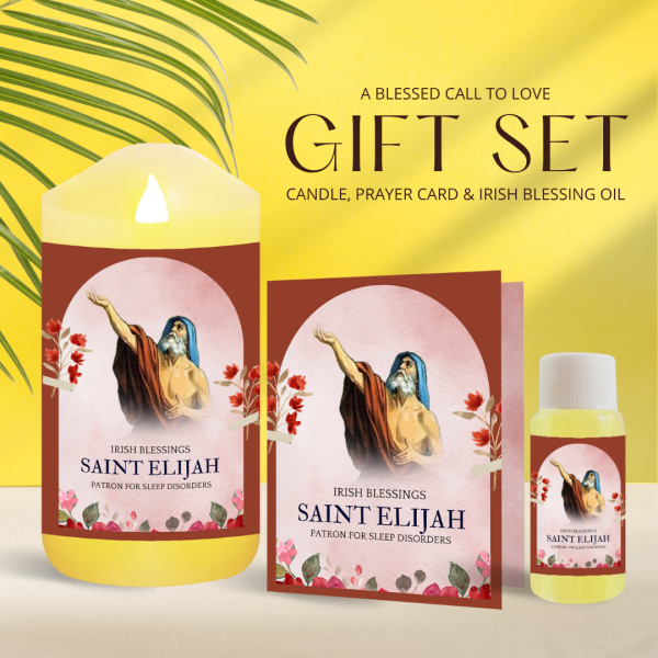 St Elijah (Patron for Sleep Disorders) - Oil and Candle Gift Set