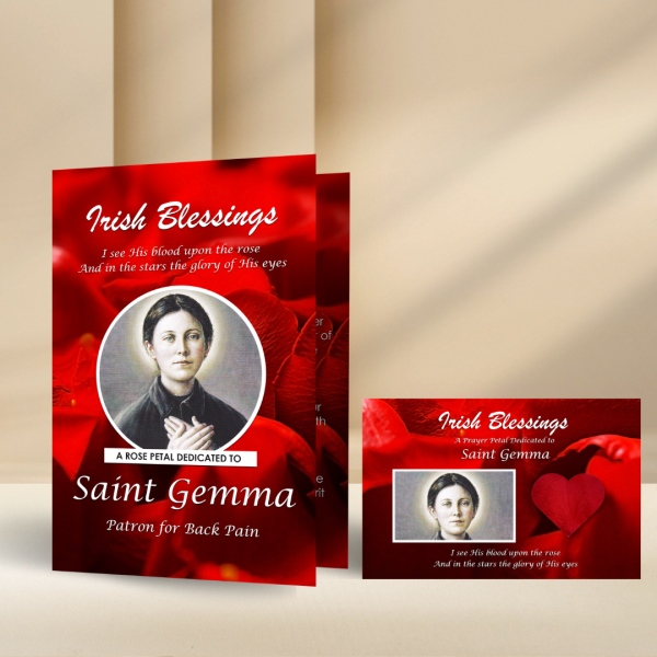 St Gemma (Patron for Back Pain) - Rose Petal Prayer Card