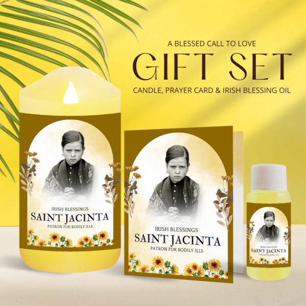 St Jacinta (Patron of Bodily ills) - Oil and Candle Gift Set