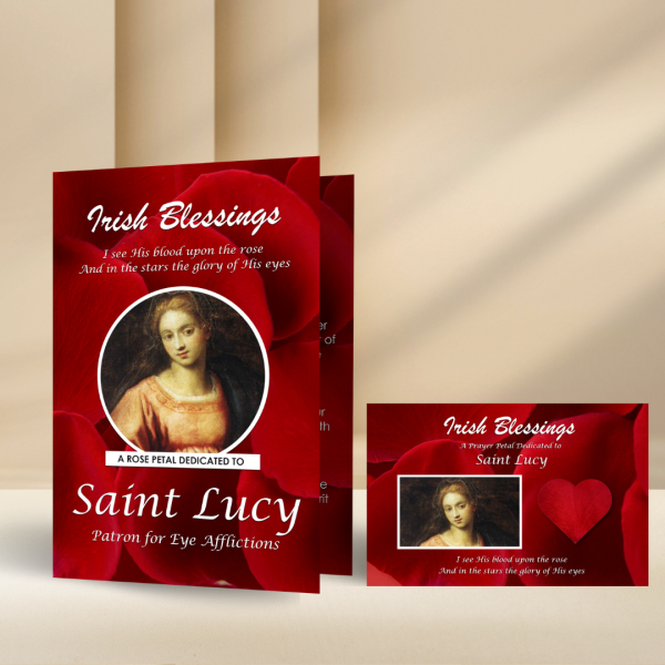 St Lucy (Patron for Eye Afflictions) - Rose Petal Prayer Card