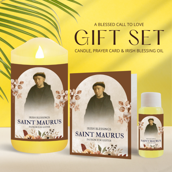 St Maurus (Patron for Goiter) Oil and Candle Set
