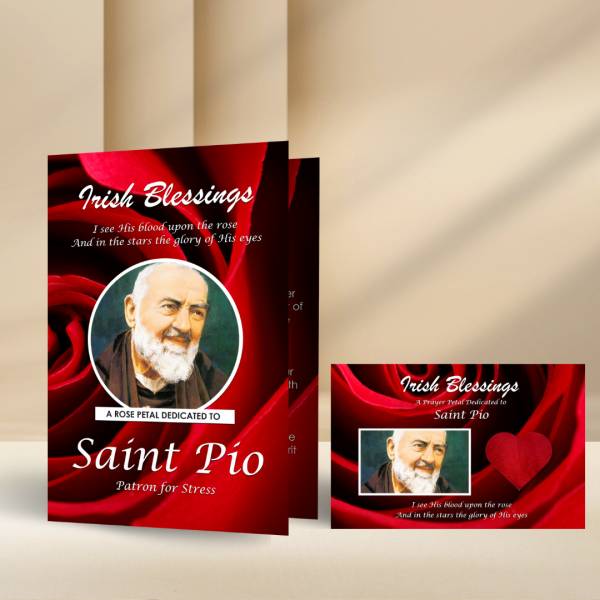 St Pio - Patron for Stress (Rose Petal Prayer Card)